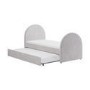 Grey Upholstered Single Guest Bed with Curved Headboard and Footboard - Kayla