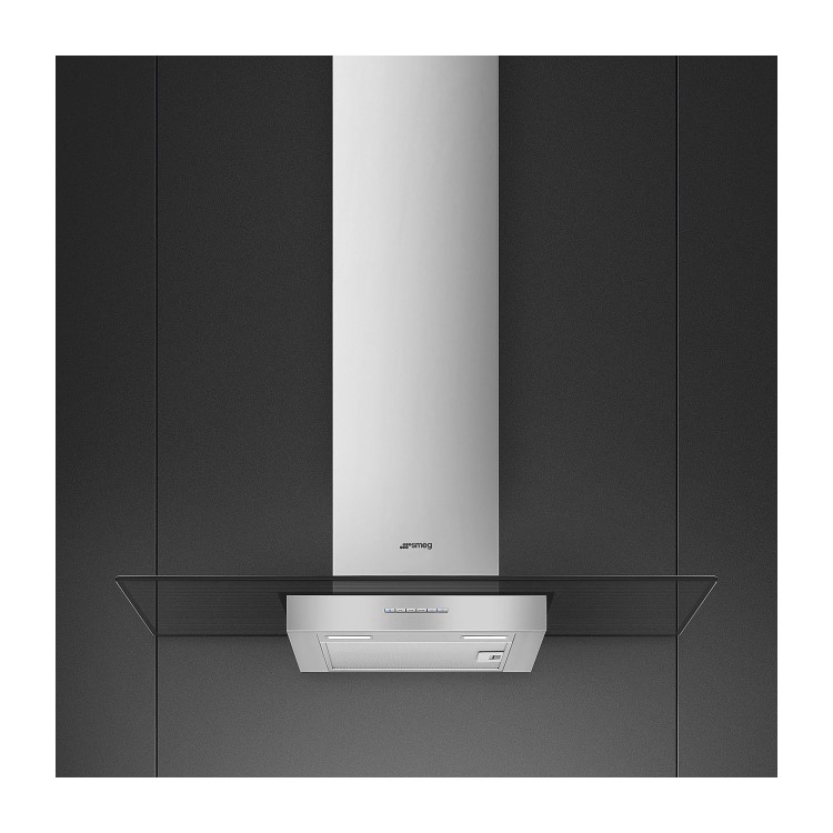 Smeg 90cm Flat Glass Chimney Cooker Hood - Stainless Steel