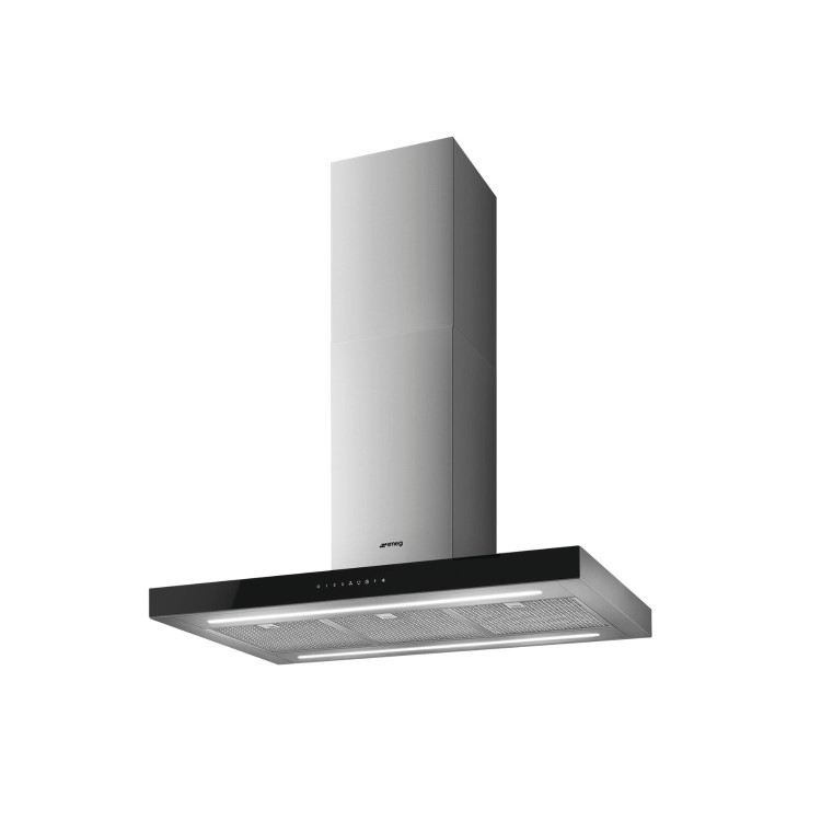 Smeg 90cm Island Cooker Hood - Stainless Steel with Black Glass