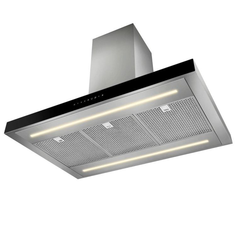 Smeg 90cm Island Cooker Hood - Stainless Steel with Black Glass