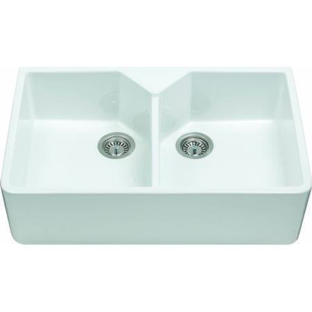 Cda Kc12wh Double Bowl Ceramic Belfast Sink