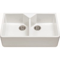 Double Bowl White Ceramic Kitchen Sink - CDA Double Bowl White Ceramic Kitchen Sink - CDA