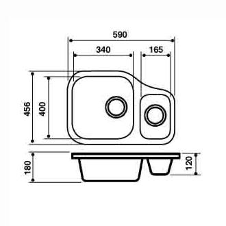 1.5 Bowl Chrome Stainless Steel Kitchen Sink - CDA