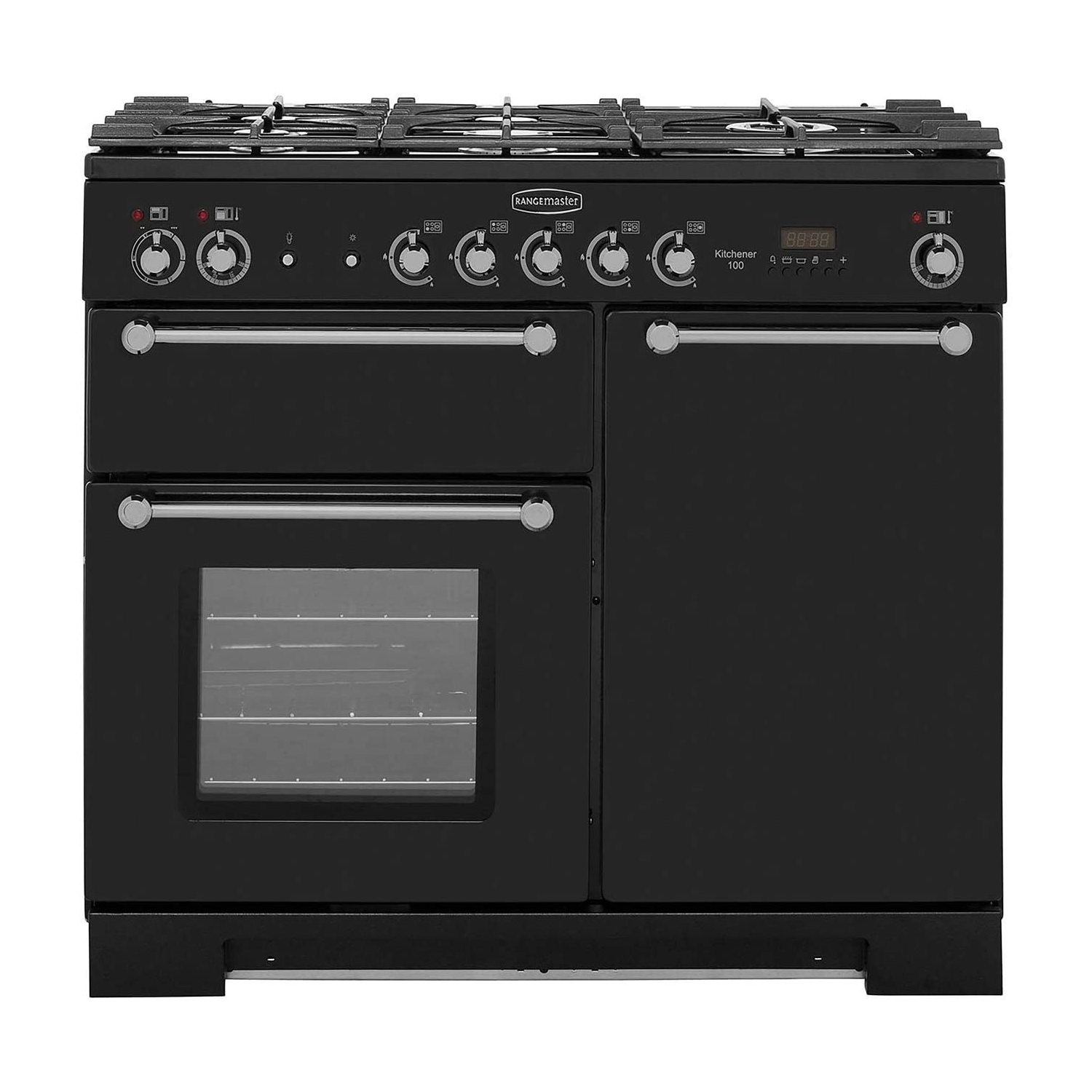 Rangemaster Kitchener 100cm Dual Fuel Range Cooker - Black