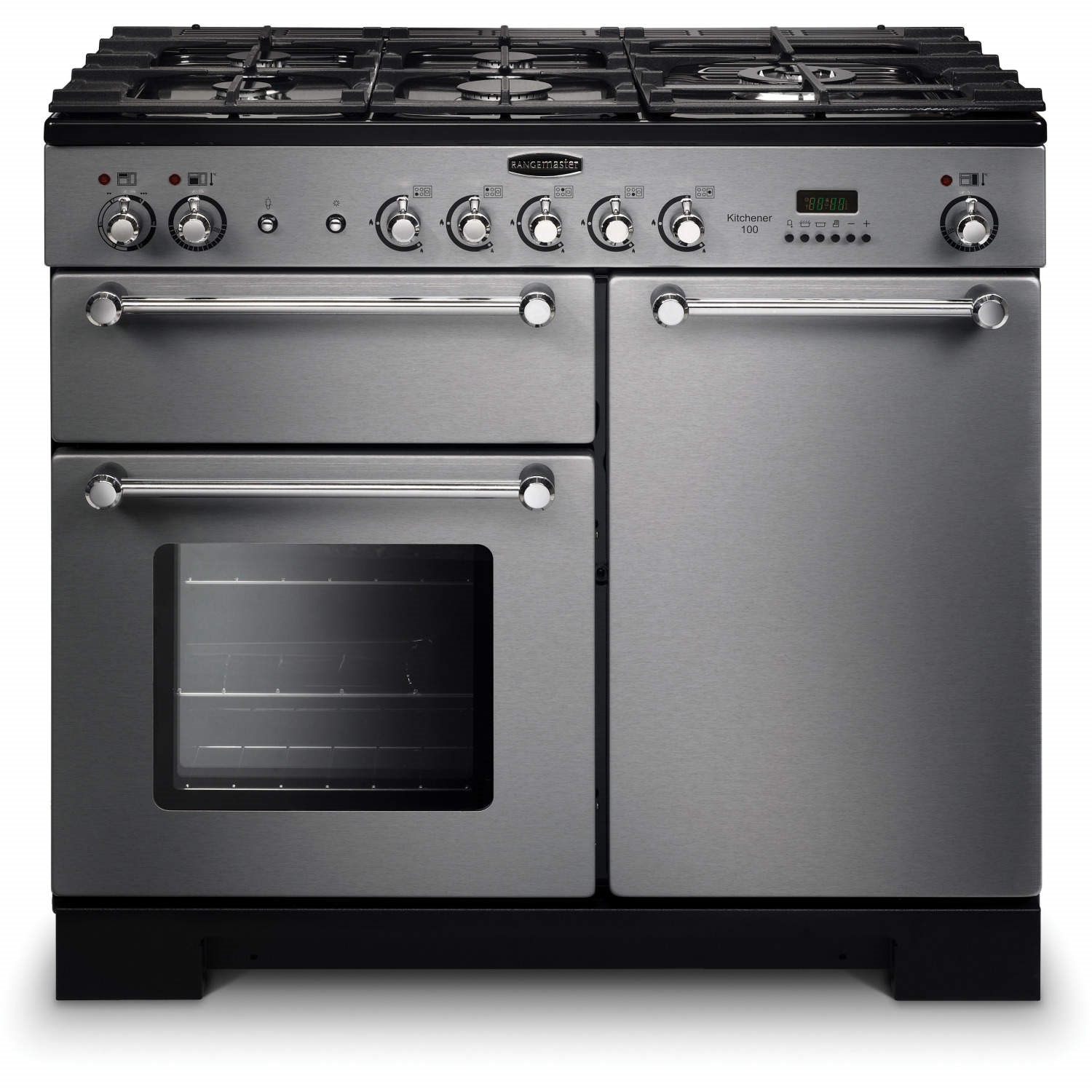 Rangemaster Kitchener 100cm Dual Fuel Range Cooker - Stainless Steel