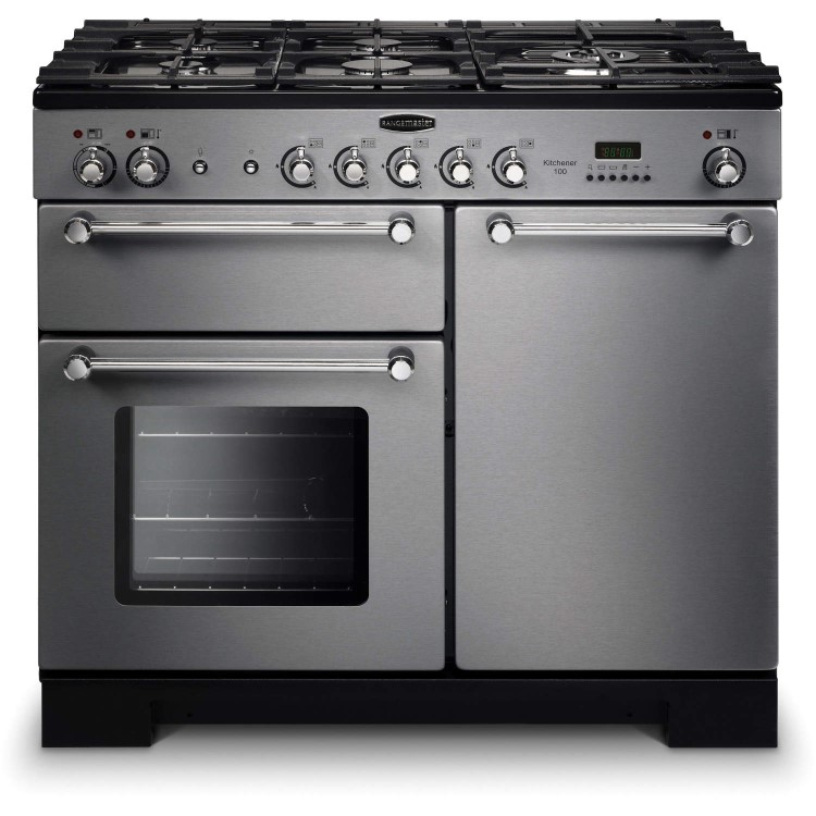 Rangemaster Kitchener 100cm Dual Fuel Range Cooker - Stainless Steel