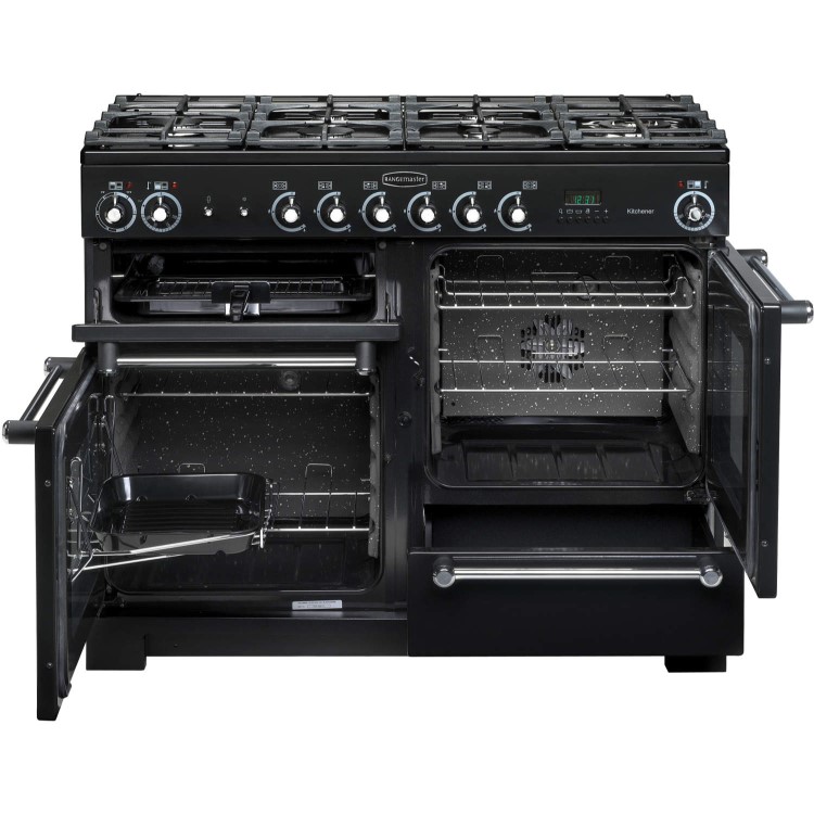 Rangemaster Kitchener 110cm Dual Fuel Range Cooker - Black