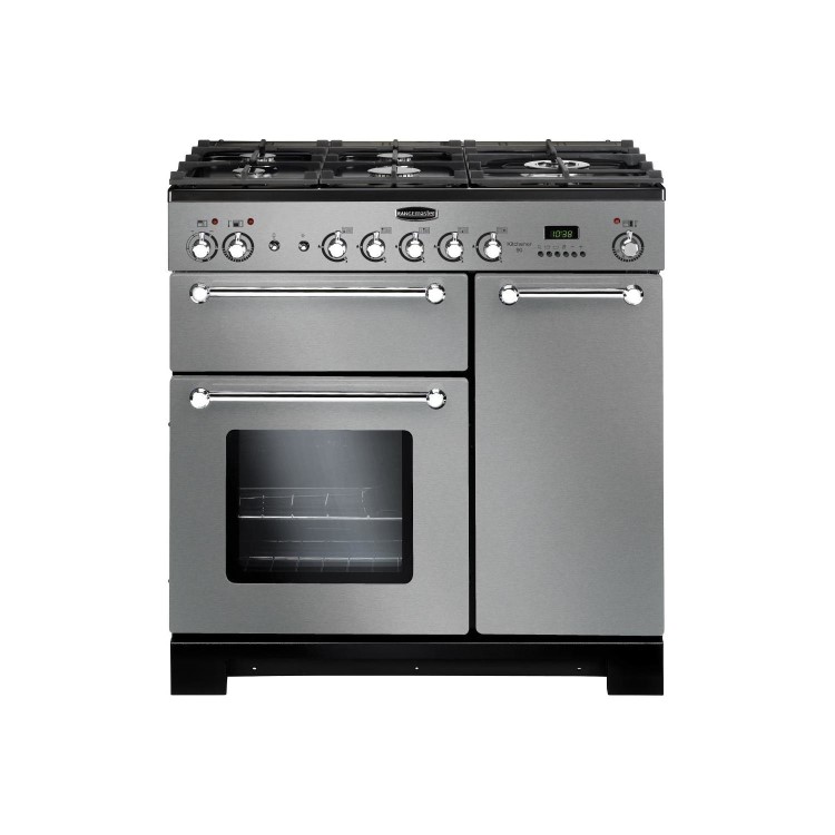 Rangemaster Kitchener 90cm Gas Range Cooker - Stainless Steel