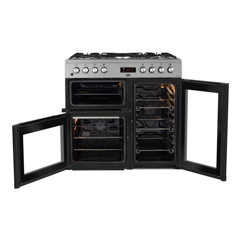Beko KDVF90X 90cm Dual Fuel Double Oven Range Cooker Stainless Steel
