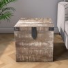 Limewash Wooden Storage Side Table - Industrial - Kelby