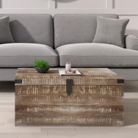 Limewash Wooden Storage Coffee Table Trunk - Industrial - Kelby