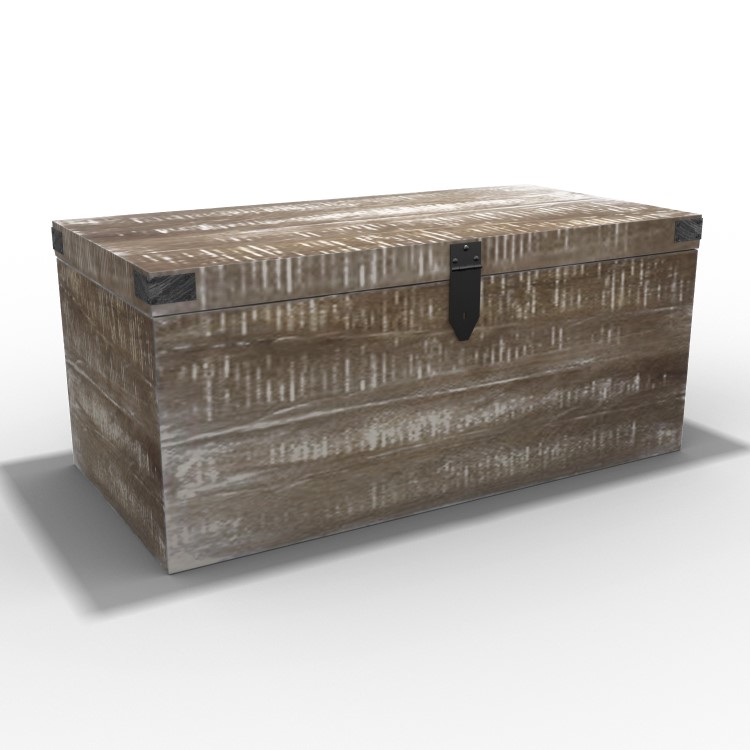 Limewash Wooden Storage Coffee Table Trunk - Industrial - Kelby