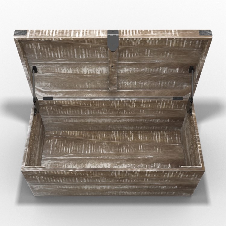 Limewash Wooden Storage Coffee Table Trunk - Industrial - Kelby