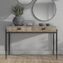 Washed Wood Console Table with Black Metal Legs - Kelby