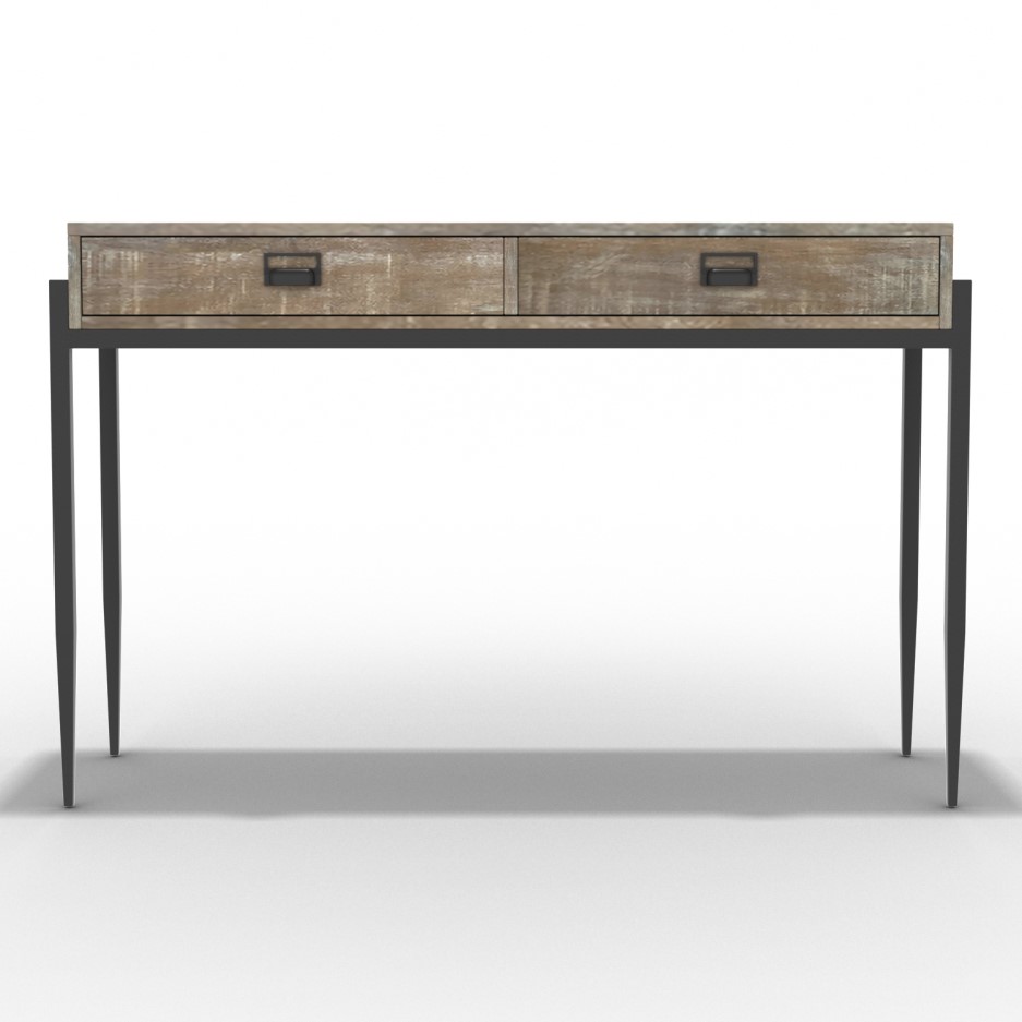 Washed Wood Console Table with Black Metal Legs - Kelby - BuyItDirect.ie