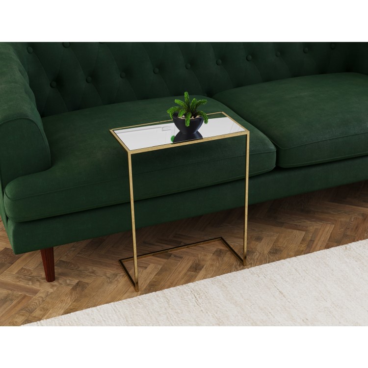 Mirrored Side Table with Gold Legs - Kendra