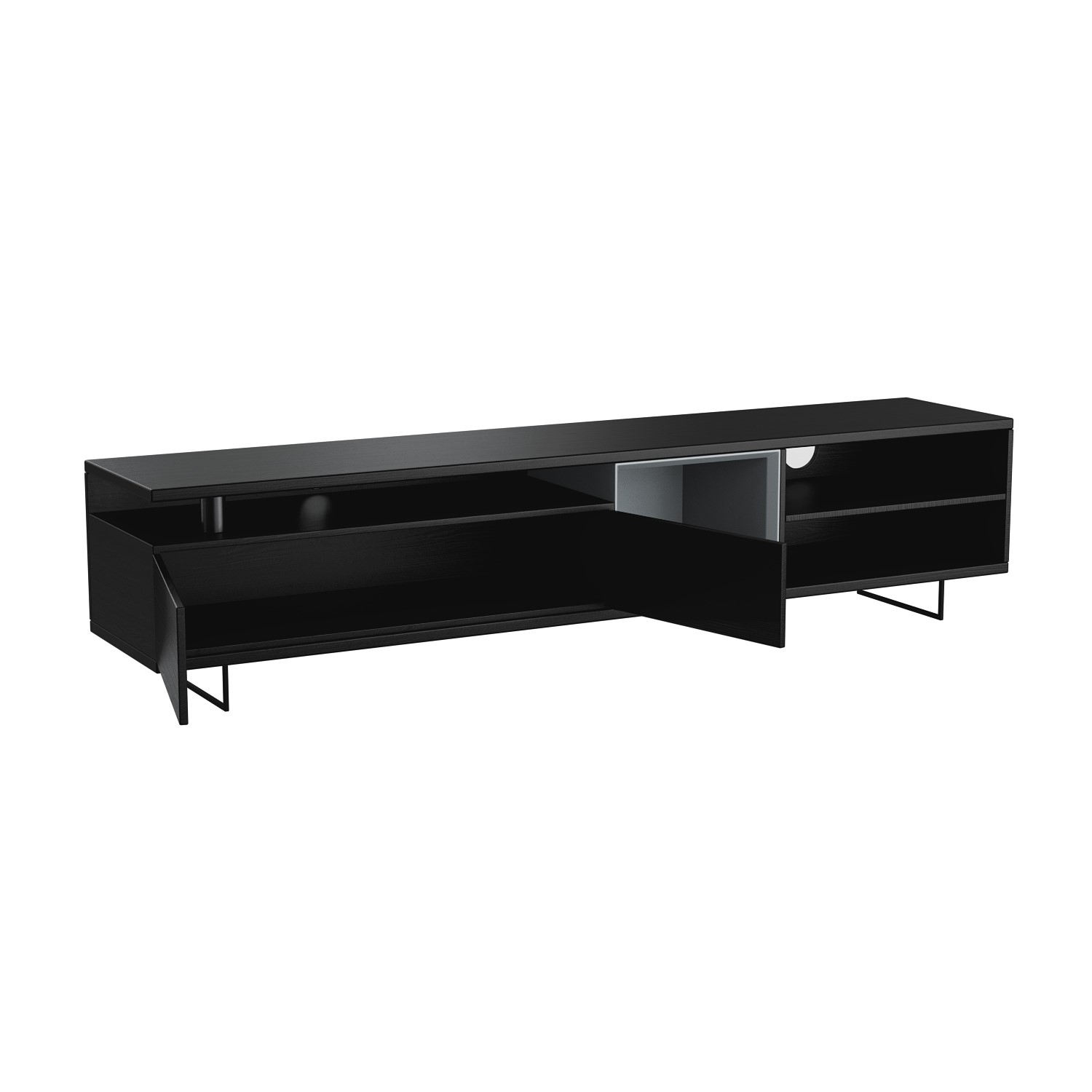 Large Black Oak Effect TV Unit with Storage TVs up to 83" Kael