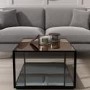 Mirrored Coffee Table with Black Metal Frame - Square