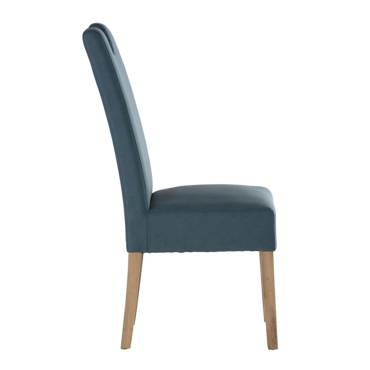 Kensington Pair of Dining Chairs in Teal with Oak Legs