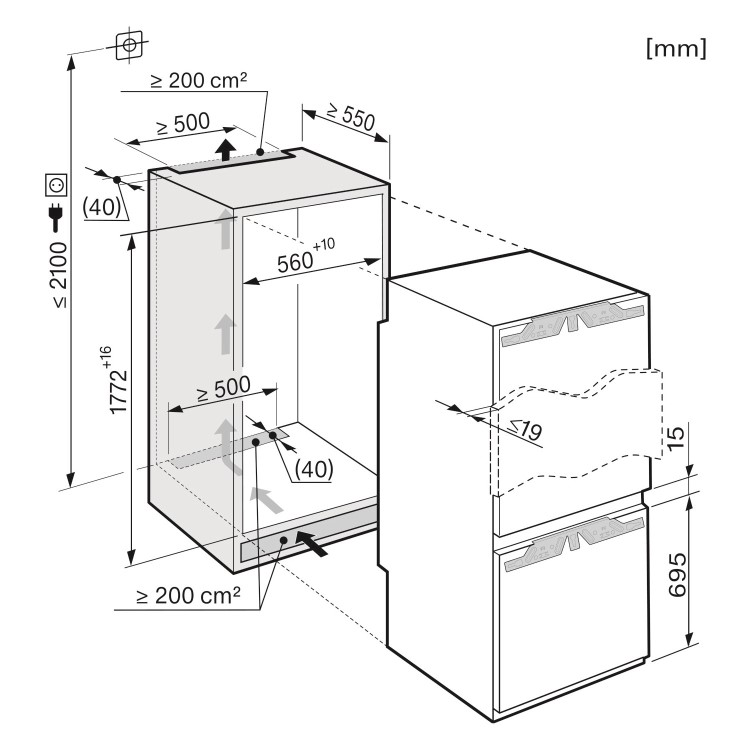 Refurbished Miele KFN37232iD Integrated 229 Litre 70/30 Frost Free Fridge Freezer White