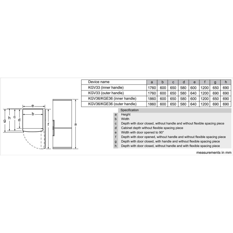 Siemens KG33VVI31G 288 Litre Freestanding Fridge Freezer 60/40 Split Low Frost 60cm Wide - Stainless Steel