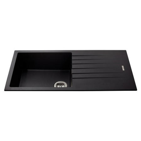 Single Bowl Black Composite Kitchen Sink with Reversible Drainer - CDA
