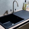 Single Bowl Black Composite Kitchen Sink with Reversible Drainer - CDA