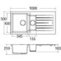 1.5 Bowl Inset Black Composite Kitchen Sink with Reversible Drainer - CDA