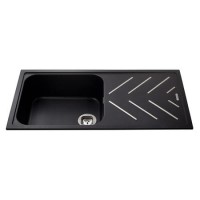 Single Bowl Inset Black Composite Kitchen Sink with Reversible Drainer - CDA Single Bowl Inset Black Composite Kitchen Sink with Reversible Drainer - CDA