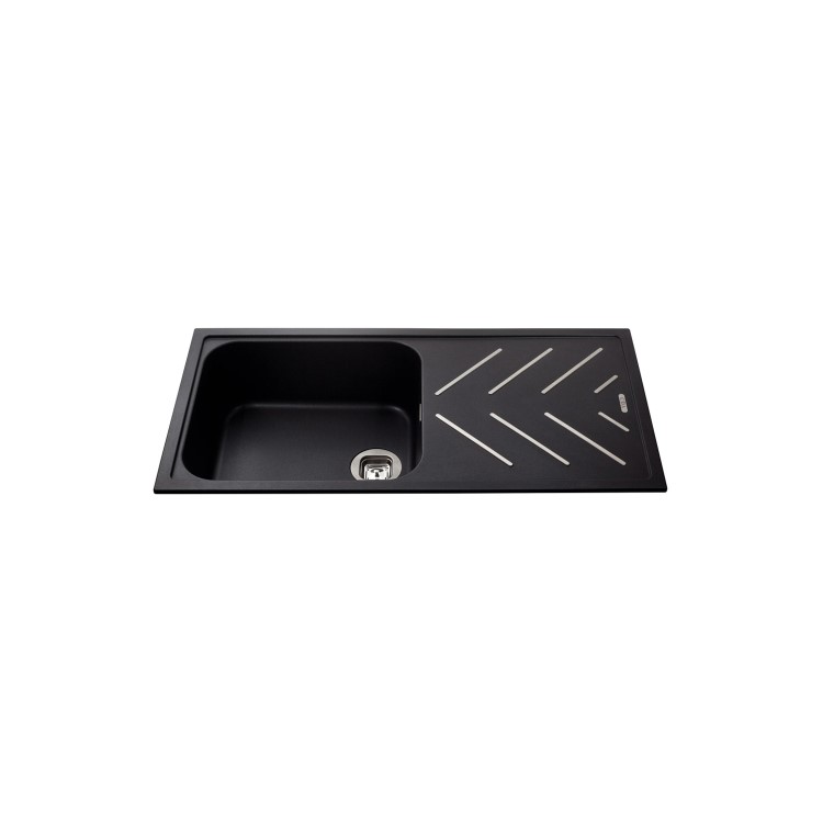 Single Bowl Inset Black Composite Kitchen Sink with Reversible Drainer - CDA