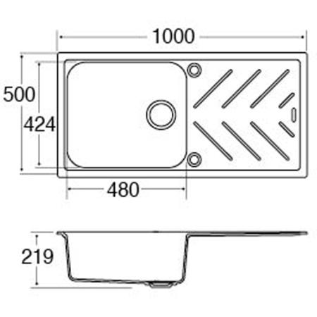 Single Bowl Inset Black Composite Kitchen Sink with Reversible Drainer - CDA