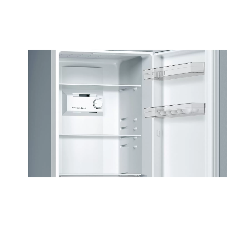 Refurbished Bosch Serie 2 KGN33NLEAG Freestanding Frost Free Fridge Freezer With Easy-access Freezer Shelf Stainless Steel