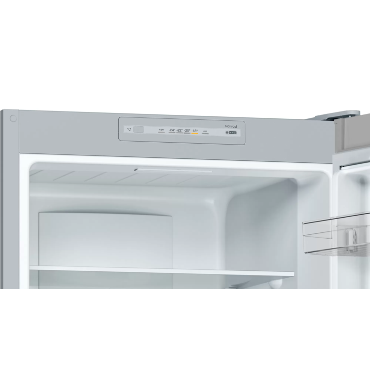 Refurbished Bosch Serie 2 KGN33NLEAG Freestanding Frost Free Fridge Freezer With Easy-access Freezer Shelf Stainless Steel