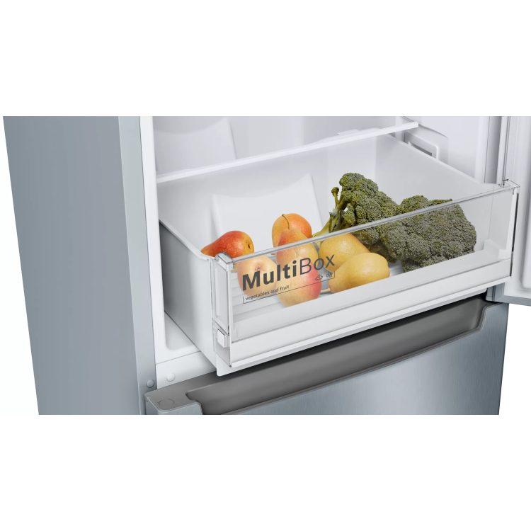 Refurbished Bosch Serie 2 KGN33NLEAG Freestanding Frost Free Fridge Freezer With Easy-access Freezer Shelf Stainless Steel