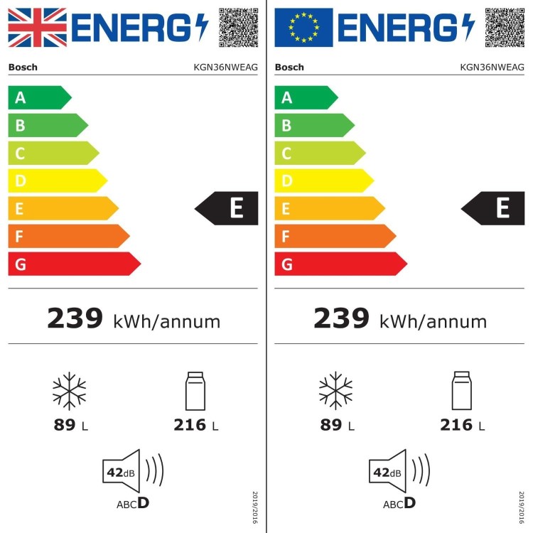 Bosch Series 2 305 Litre 60/40 Freestanding Fridge Freezer - White