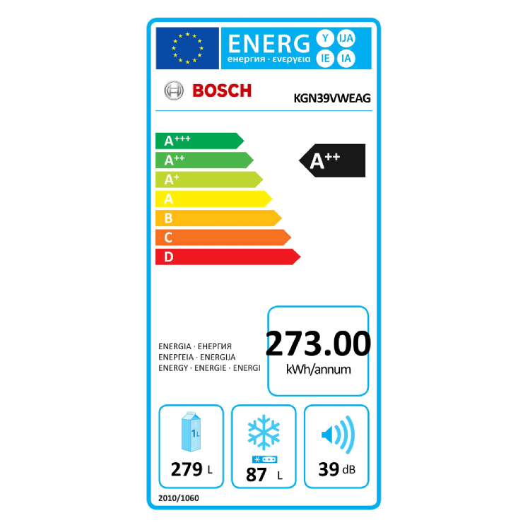 Refurbished Bosch Serie 4 KGN39VWEAG Freestanding 366 Litre 70/30 Frost Free Fridge Freezer