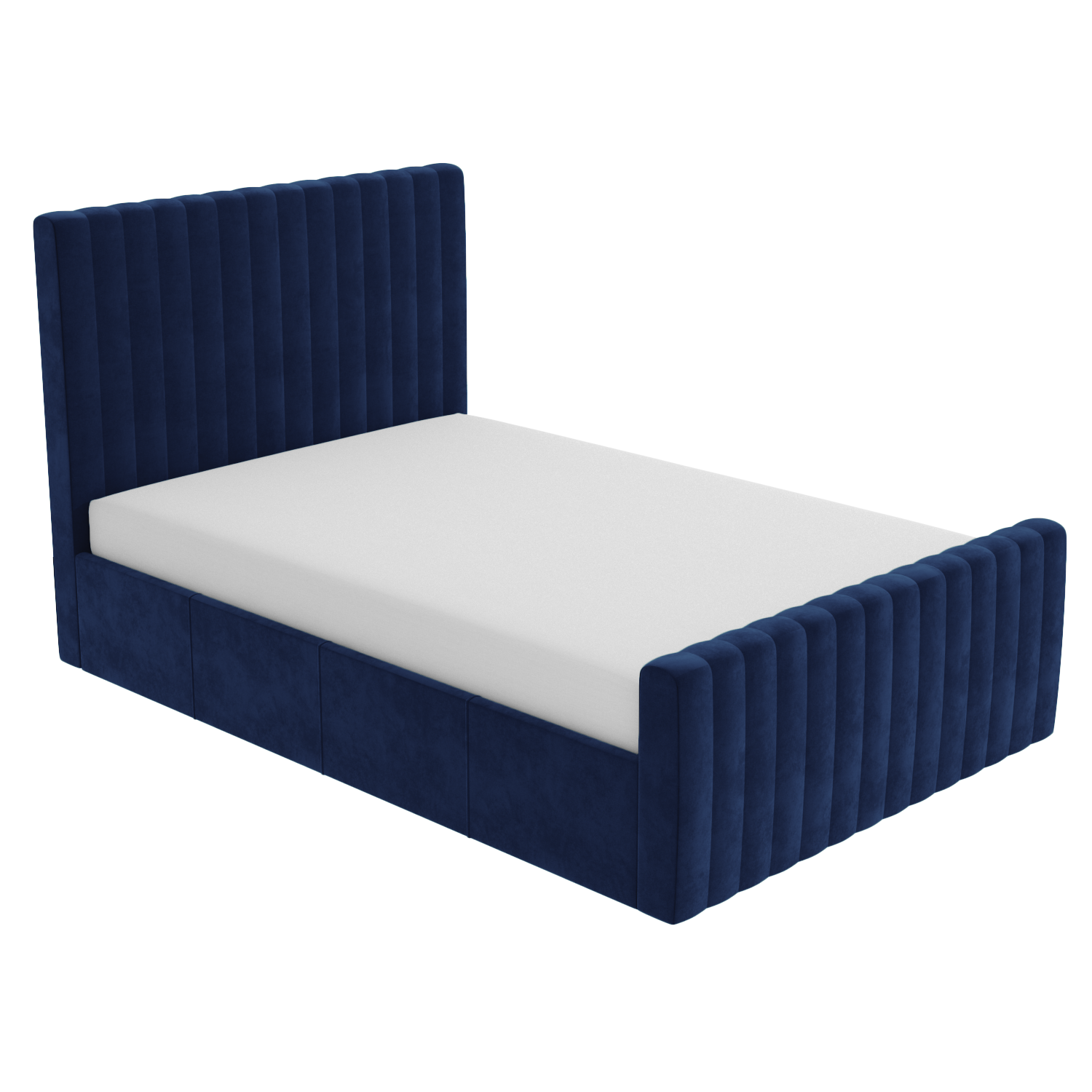 Side Opening Navy Blue Velvet Double Ottoman Bed Khloe BuyItDirect.ie