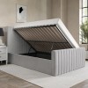 Side Opening Grey Velvet Double Ottoman Bed - Khloe