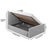 Side Opening Grey Velvet Double Ottoman Bed - Khloe