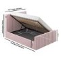 Pink Velvet Double Side-Lift Ottoman Bed - Khloe