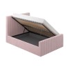 Side Opening Pink Velvet Double Ottoman Bed - Khloe