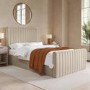Beige Velvet Small Double Side-Lift Ottoman Bed - Khloe