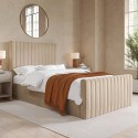 KHL008 Beige Velvet Small Double Side-Lift Ottoman Bed - Khloe