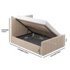 Side Opening Beige Velvet Double Ottoman Bed - Khloe