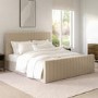 Side Opening Beige Velvet Super King Ottoman Bed - Khloe
