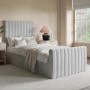Grey Velvet Single Side-Lift Ottoman Bed - Khloe
