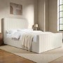 Cream Fabric Double Side-Lift Ottoman Bed - Khloe
