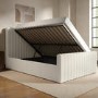Cream Fabric Double Side-Lift Ottoman Bed - Khloe