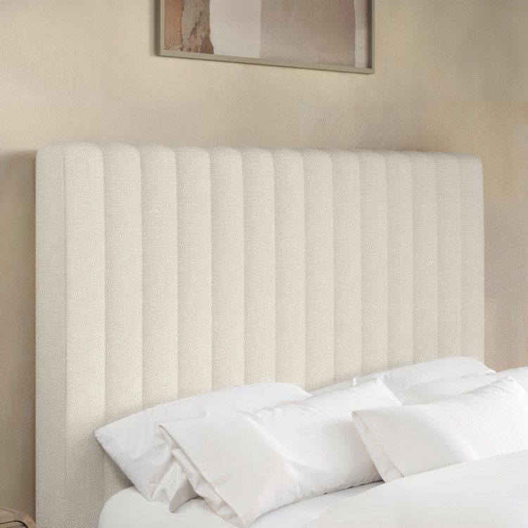 Cream Fabric Double Side-Lift Ottoman Bed - Khloe