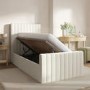 Cream Fabric Single Side-Lift Ottoman Bed - Khloe